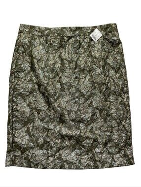 J. Crew Collection Metallic Jacquard Floral Pencil Skirt size 10 Gold Formal